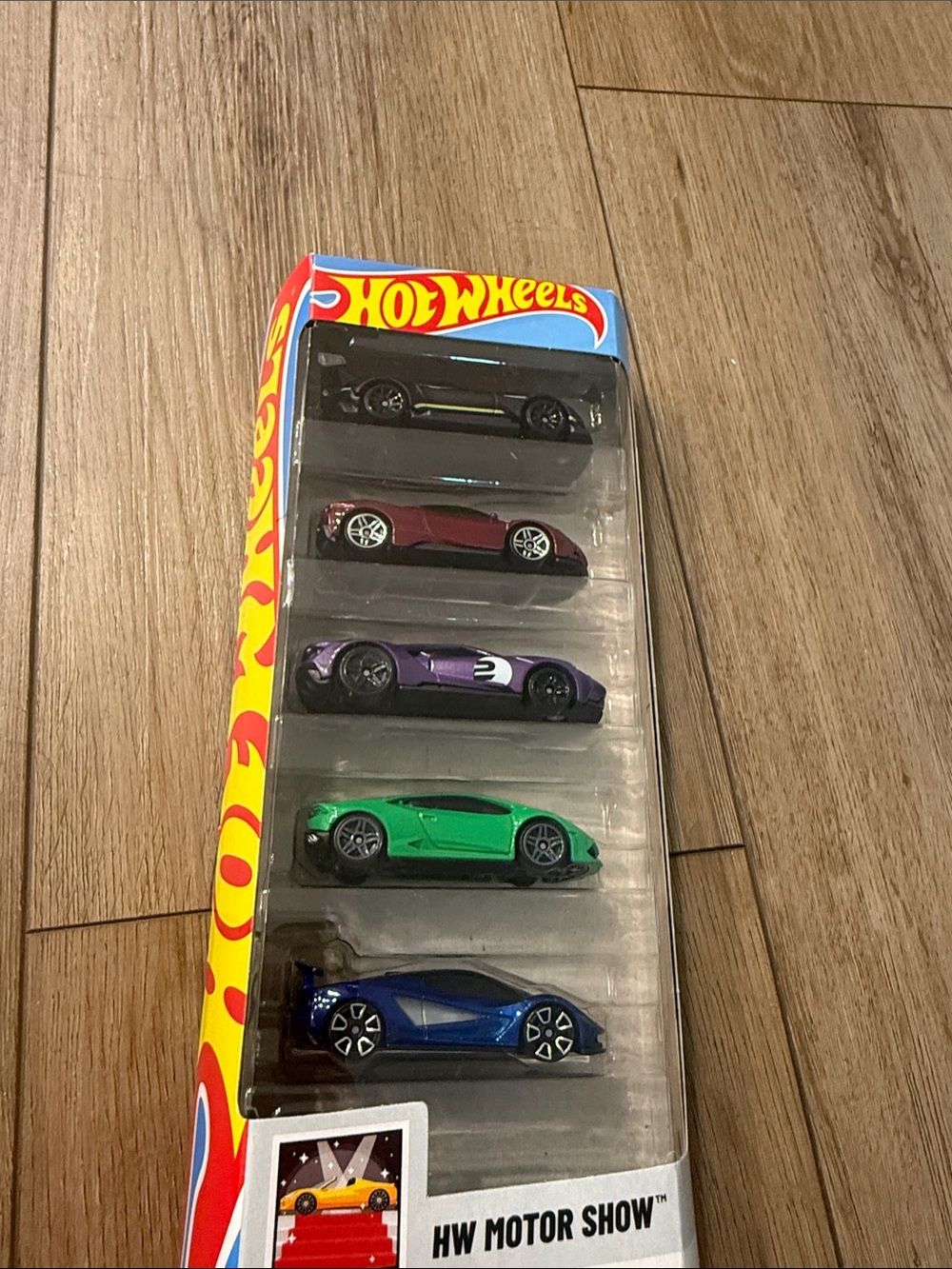 Hot Wheels HW Motor Show 5-Car Pack — Green, Blue, Purple, Red, Black